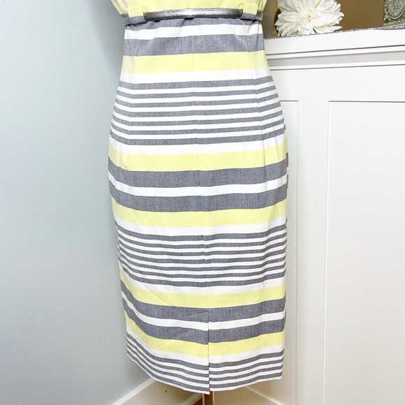 Calvin Klein Sheath Dress Yellow & Gray Stripes Size 10 - Picture 7 of 11